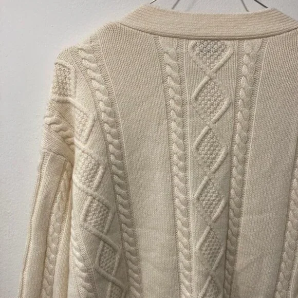 Aritzia Sunday Best Lamora Cream V-Neck Cable-Knit Cardigan - Picture 7 of 8